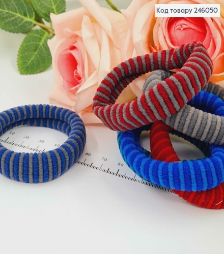 Резинка калуш, микрофибра, 6см, полосатая цветная, темных оттенков, 30шт/уп 246050 фото 2