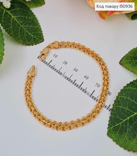 Браслет плетение франц. бисмарк, шир.5мм, дл.19см, Xuping 18К 150936 фото 2