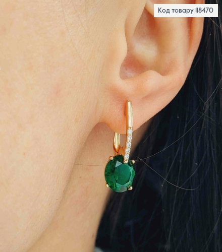 Серьги с Изумрудным камнем, 2,5см, англ. застежка, XUPING 18K 118470 фото 3
