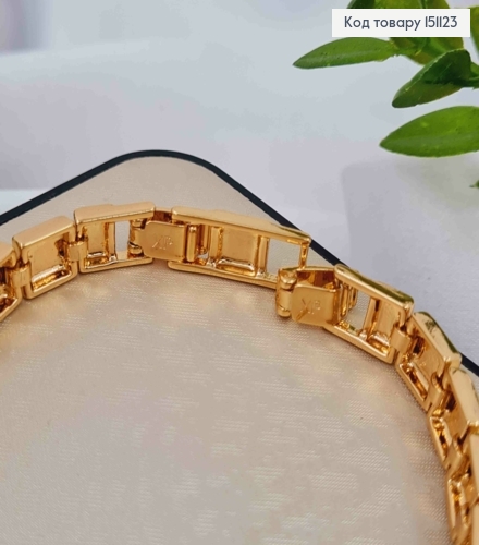 Браслет плетеный Квадратными пластинами украшен камешками, дл. 17+2см, Xuping 18K 151123 фото 2