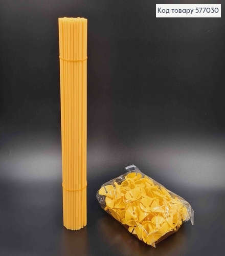 Палочка для воздушных шаров (100шт), ЖЕЛТОГО цвета, пластиковая, 40см 577030 фото 2