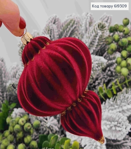 Новогодняя игрушка "КОНУСНАЯ БУРУЛЬКА", МАРСАЛ бархат с ЗОЛОТОМ, высота 13см, диам.9см,4,5см,Украина 619309 фото 2