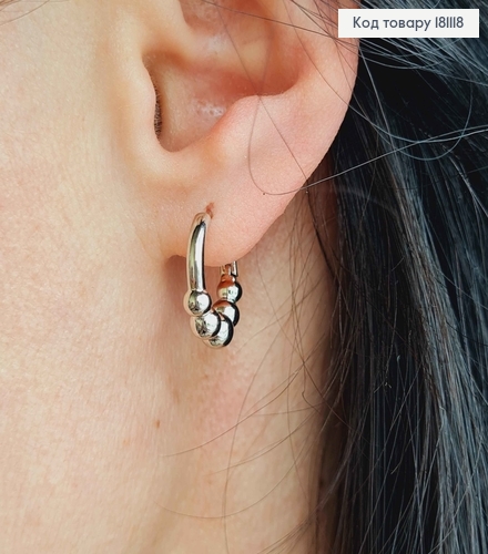 Серьги Кольца 1,5см родословные, с пятью шариками, Xuping 181118 фото 2