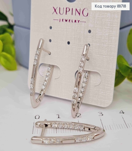 Серьги стрелы украшены Блестящими камнями, 2,9см, англ. застежка, Xuping 181718 фото 2