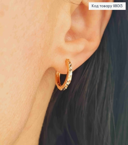 Серьги кольца Граненые, ширина 2мм, диаметр 1,4см, Xuping 18K 118013 фото 2