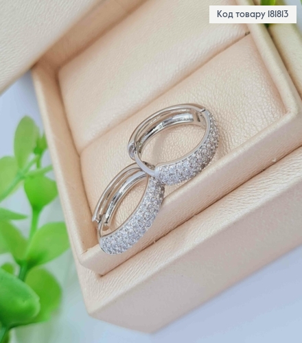 Серьги кольца украшены Блестящими камешками, ширина 4мм, диаметр 1,6см, Xuping 181813 фото 3