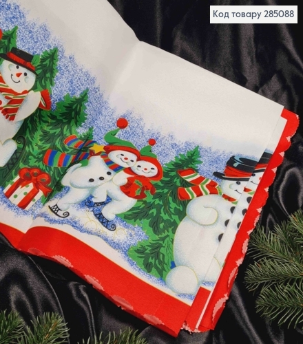 Скатетина Красная "Новогодний мотив. Снеговички", размер 150*220см 285088 фото 2