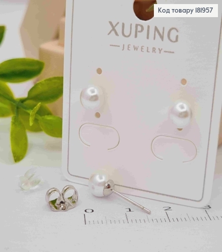 Серьги родованные гвоздики "Жемчужинки", размером 0,6см, Xuping 181957 фото 2