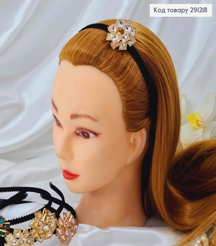 Обруч металл "Геометрический цветок" с камнями в ассорт. 291218 фото 2