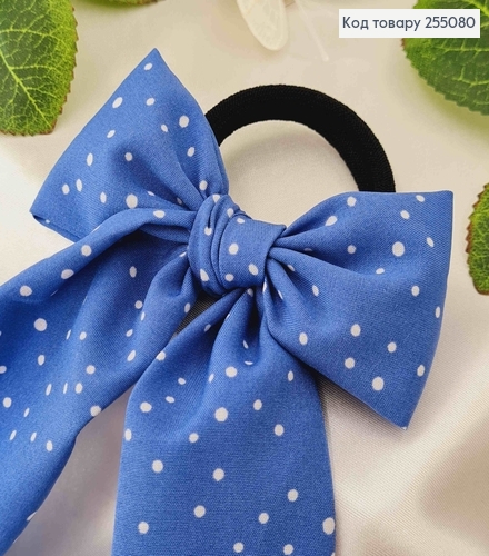 Резинка 5см, Твіллі бант, Синього кольору, в горошок, 9*17см  255080 фото 2