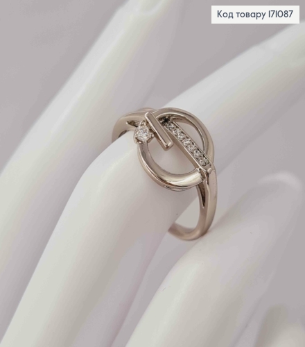 Кольцо родованное, "Иллюзия", геометрическое, с камнями, Xuping 171087 фото 2