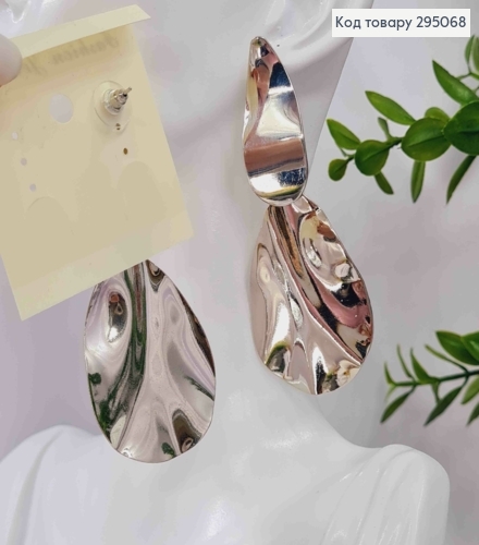 Вечерние серьги гвоздики, с подвеской "Лепесток", 3,8+4,5см, Серебряного цвета 295068 фото 2