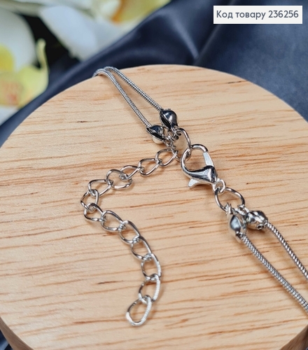 Подвеска на шею серебряного цветаа двойная из Серебряными жемчужинами, .170см 236256 фото 2