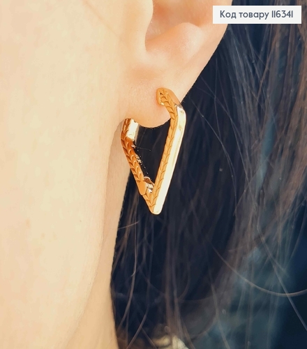 Серьги Стрелы с резьбой на гранях, 2,3см, Xuping 18K 116341 фото 2