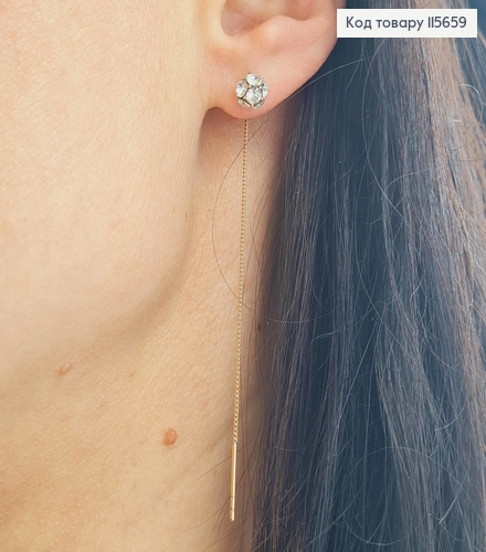 Серьги протяжки "Диско Шар" с камешками, 8 см Xuping 18K 115659 фото 3