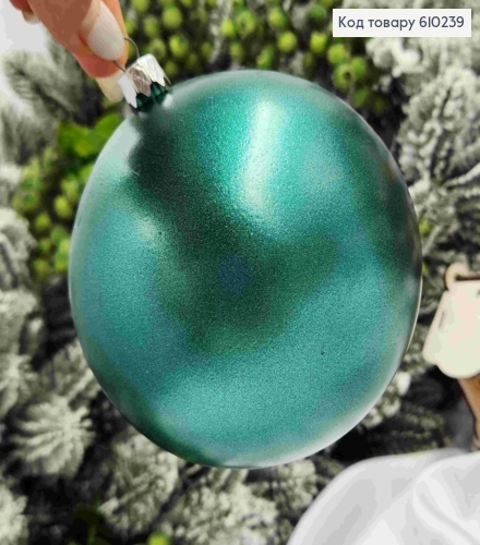 Игрушка шар 100мм "МЕТАЛЛИК", ИЗУМРУДНЫЙ цвет, новогоднее украшение пластик,Украина 610239 фото 2