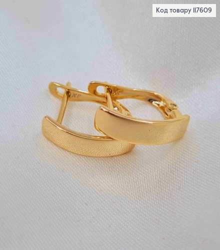 Серьги, прямоугольная изогнутая пластина, 1,5см, англ. застежка, Xuping 18К 117609 фото 2