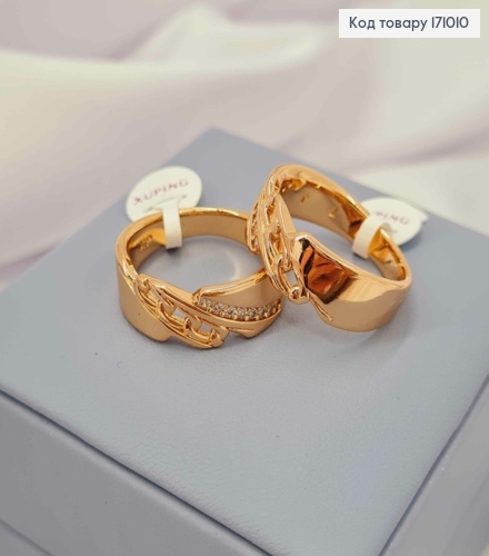 Кольцо с цепочкой и блестящими камнями, Xuping 18К. 171010 фото 2