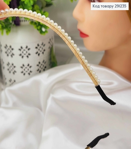 Обруч металл с плетеными бусинками в 2 ряда, ширина 0,8см 291235 фото 2