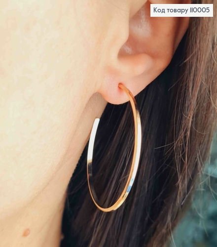 Серьги гвоздики "Кольца" граненые, размер 4см, Xuping 18К 110005 фото 2