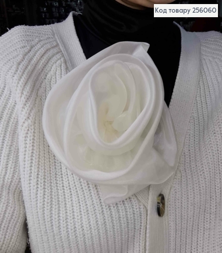 Брошь-заколка, объемная роза цвета АИВОРИ, двойная, 17см, ткань органза, ручная работа 256060 фото 2