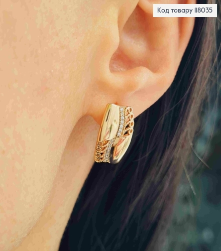 Серьги "Кетлин" с камешками, 1,7см, английская застежка, Xuping 18K 118035 фото 2