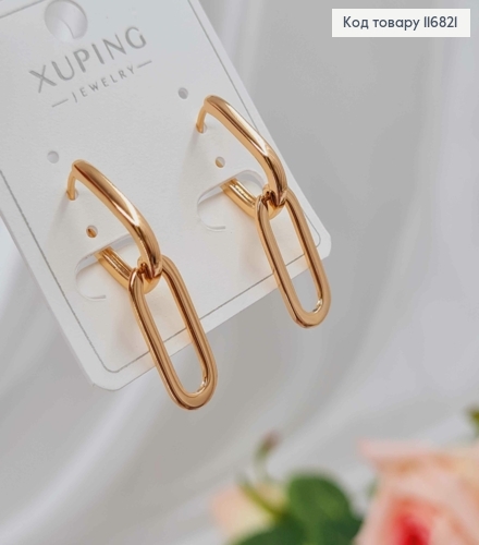 Серьги "Два овала" 3см, Xuping 18К 116821 фото 2