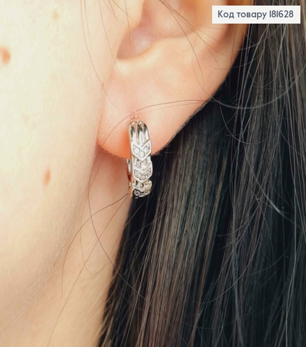 Сережки родовані овальні прикрашені блискучими камінцями, 1,5см, англ. застібка XUPING 181628 фото 3