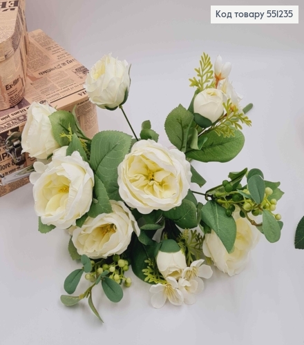 Композиция "Букет белых пионов с зелеными ягодками и яблоневым цветом", высотой 46см 551235 фото 2