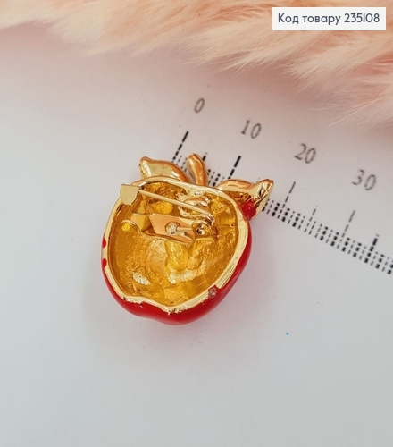Брошь металл Яблочко с камешками 235108 фото 2