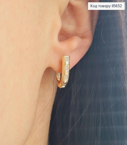 Серьги "Фреска" с камешками,1,5см, англ. зам. Xuping 18K 115652 фото 2
