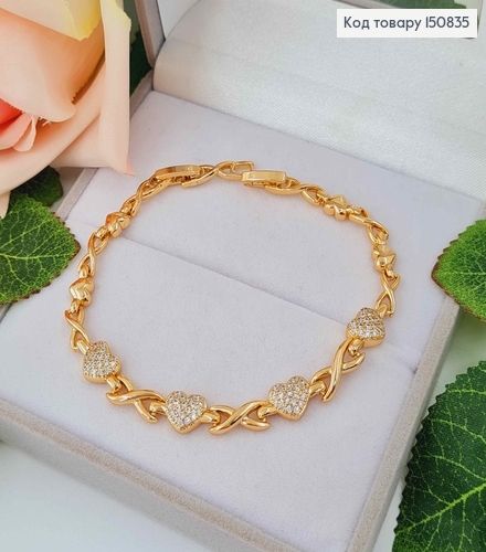 Браслет "Бесконечная любовь" с камешками, дл. 17+2см, Xuping 18K 150835 фото 2