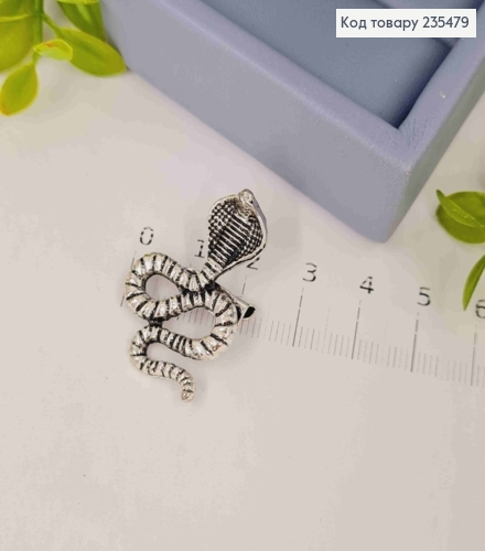 Брошь "КОБРА" СЕРЕБРЯНОГО цвета, размер 3,1*2,1см 235479 фото 2