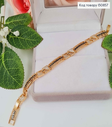 Браслет Версаче с черными вставками и камешками, 17+3см, Xuping 18К. 150857 фото 2