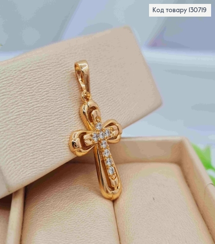 Хрестик прикрашений Блискучими камінцями, розмір 2,4*1,7см, Xuping 18K 130719 фото 2