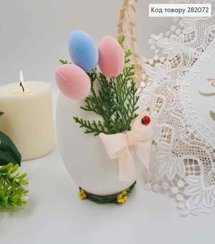 Пасхальная композиция, страусиное яйцо БЕЛОГО цвета, 15*10см 282072 фото 2