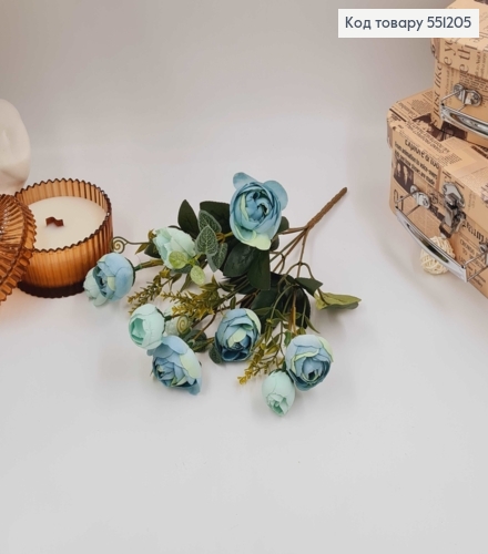 Композиция "Букет ГОЛУБНО-ЗЕЛЕНЫЕ ПИОНЫ (10головок)", высота 29см 551205 фото 2