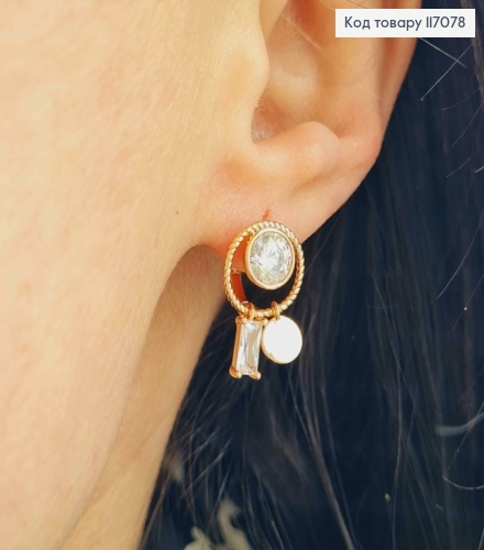 Серьги кольца, Гипнотические с камешком, 3см, Xuping 18K 117078 фото 2