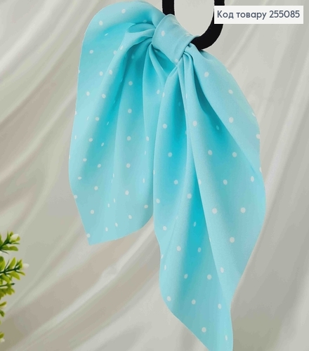 Резинка 5см, Твіллі з бантиком, Бірюзового кольору, в горошок, довж.16см   255085 фото 2