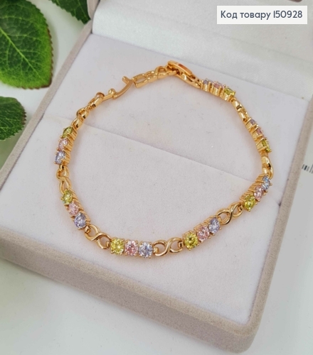 Браслет, бесконечность с нежными цветными камешками, дл.17+2см, Xuping 18K 150928 фото 2