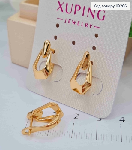 Серьги "Стильные", длина 1,5см, английская застежка, Xuping 18K 119266 фото 2