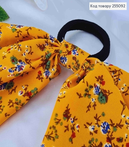Резинка 5см, Твіллі з бантиком, Оранжевого кольору, з квітковим принтом, довж.16см 255092 фото 2
