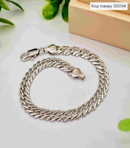 Браслет родованный РОМБОВОЕ плетение, ширина 7мм, длина 19см, Xuping 200341 фото 2