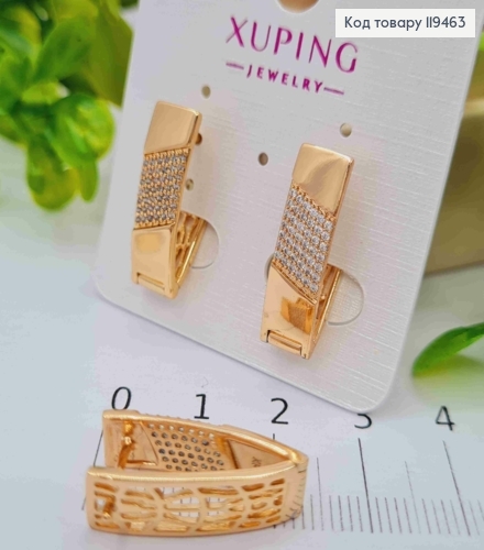 Серьги стрелы украшены Блестящими камешками, шир.7мм, длина 2,2см, английская застежка, Xuping 18К 119463 фото 2