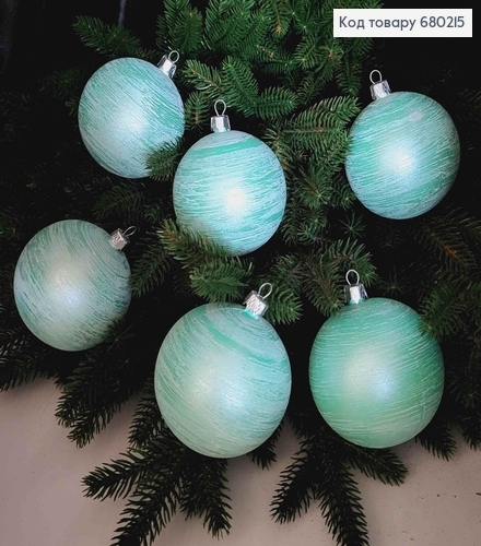 Игрушка шар 80мм ВЬЮГА, цвет МЬЯТА, 6шт/уп, Украина 680215 фото 2