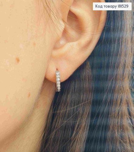 Серьги кольца украшены Блестящими камешками, 1,3см, Xuping 181529 фото 2