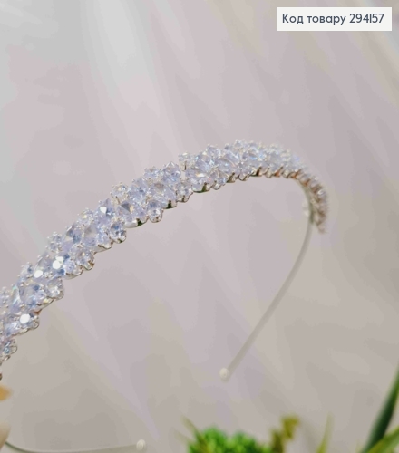 Обруч металл, "диадема", украшенный Блестящими камешками (с голубым оттенком),1,2см 294157 фото 3