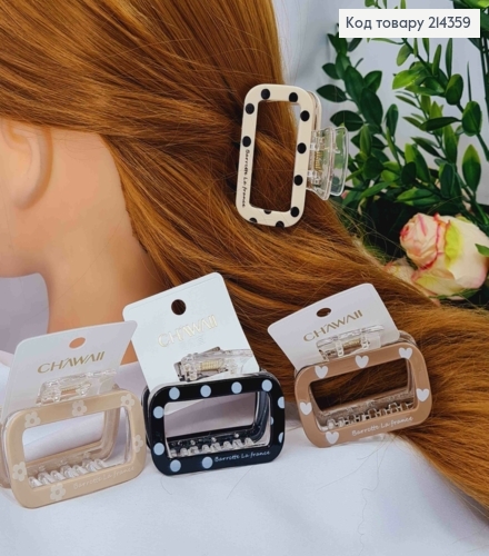 Краб пластик  "Прямокутний"  Barrеtte la France , 6см, Пастельні кольори в асортименті 214359 фото 2