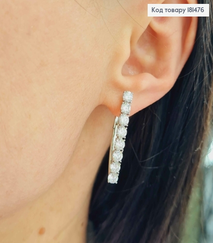 Серьги стрелы, с Большими Блестящими камнями в одну строку, 3,2см, англ застежка, Xuping 181476 фото 2