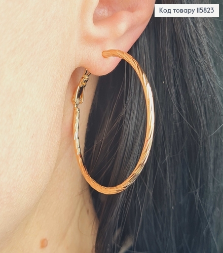 Серьги кольца 4см, с гранями, Xuping 18K 115823 фото 2